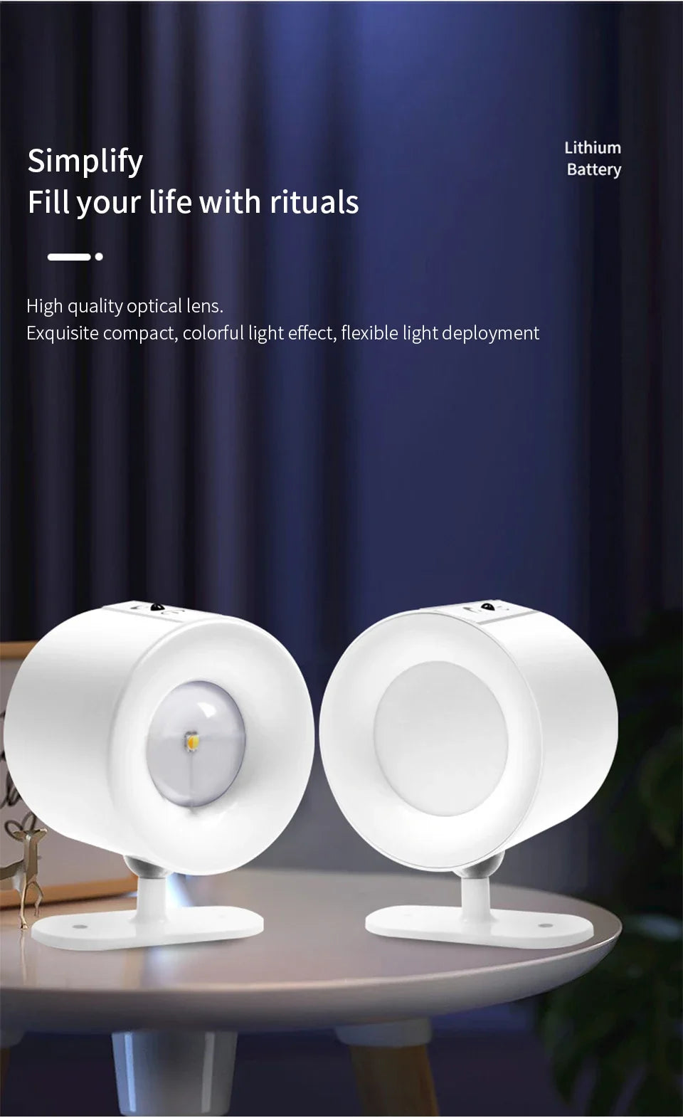 LED Wall Sconces Light Touch Control Double Head Wall Lamp 360 Rotatable 3Colors Wall Lights Wireless Night Lights Bedroom Light