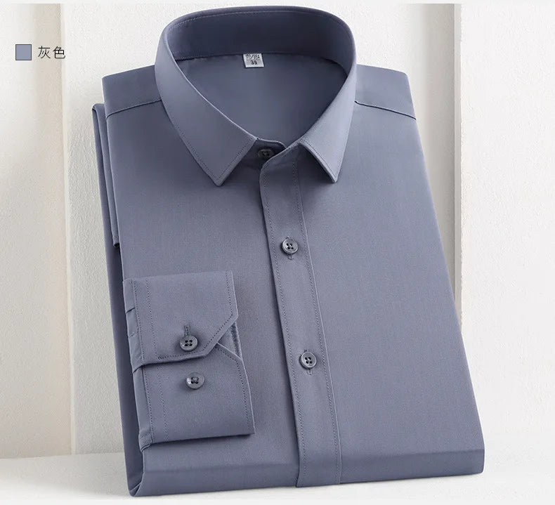 Bamboo Fiber Men's Shirt Long Sleeve Anti-Wrinkle Dress Shirts For Men Slim Fit Camisa Social Business Formal White Office Shirt