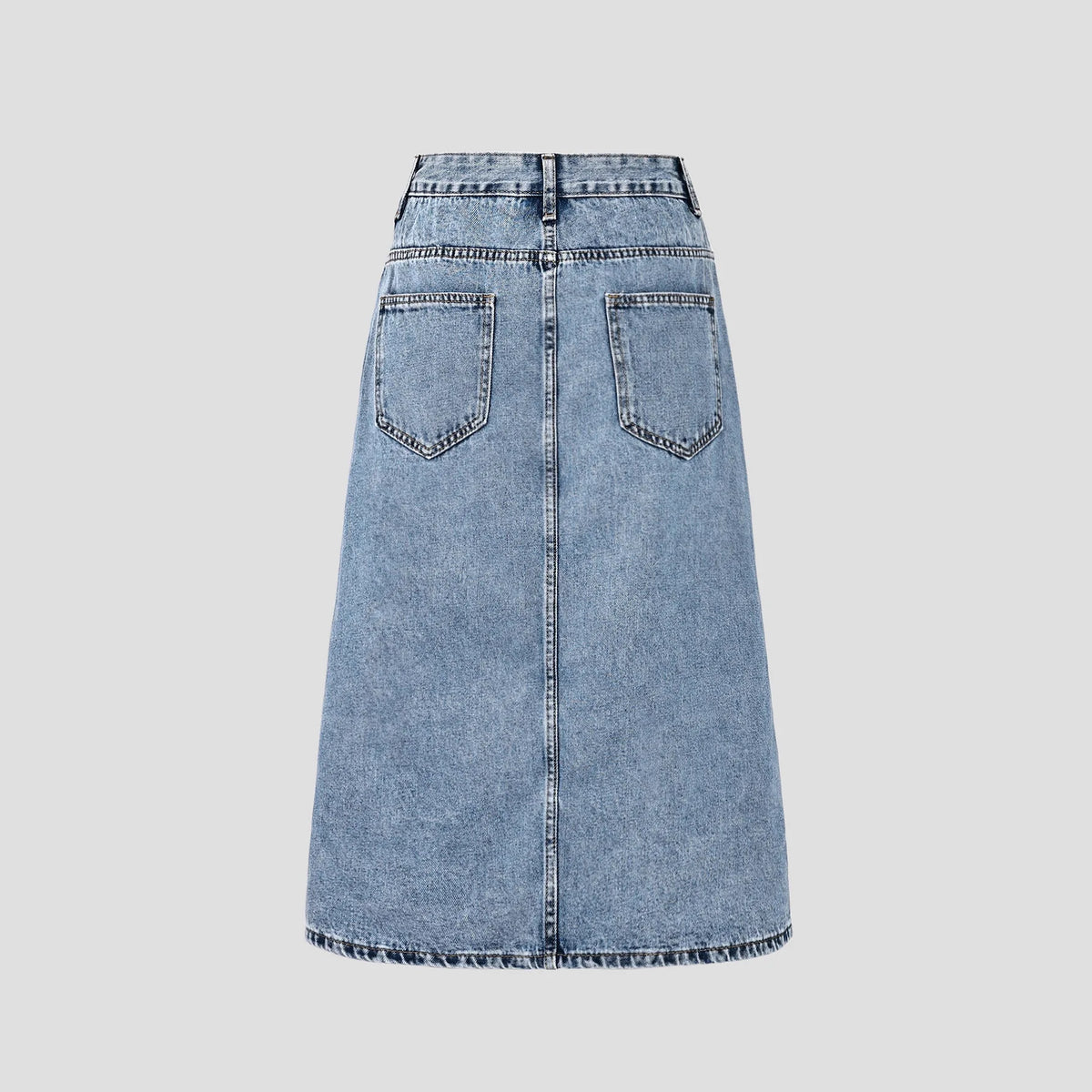 European Beautiful Woman High Waist Elastic Medium and Long Denim Skirt, Thin Split Fork Over Knee Hip Wrap One Step Skirt