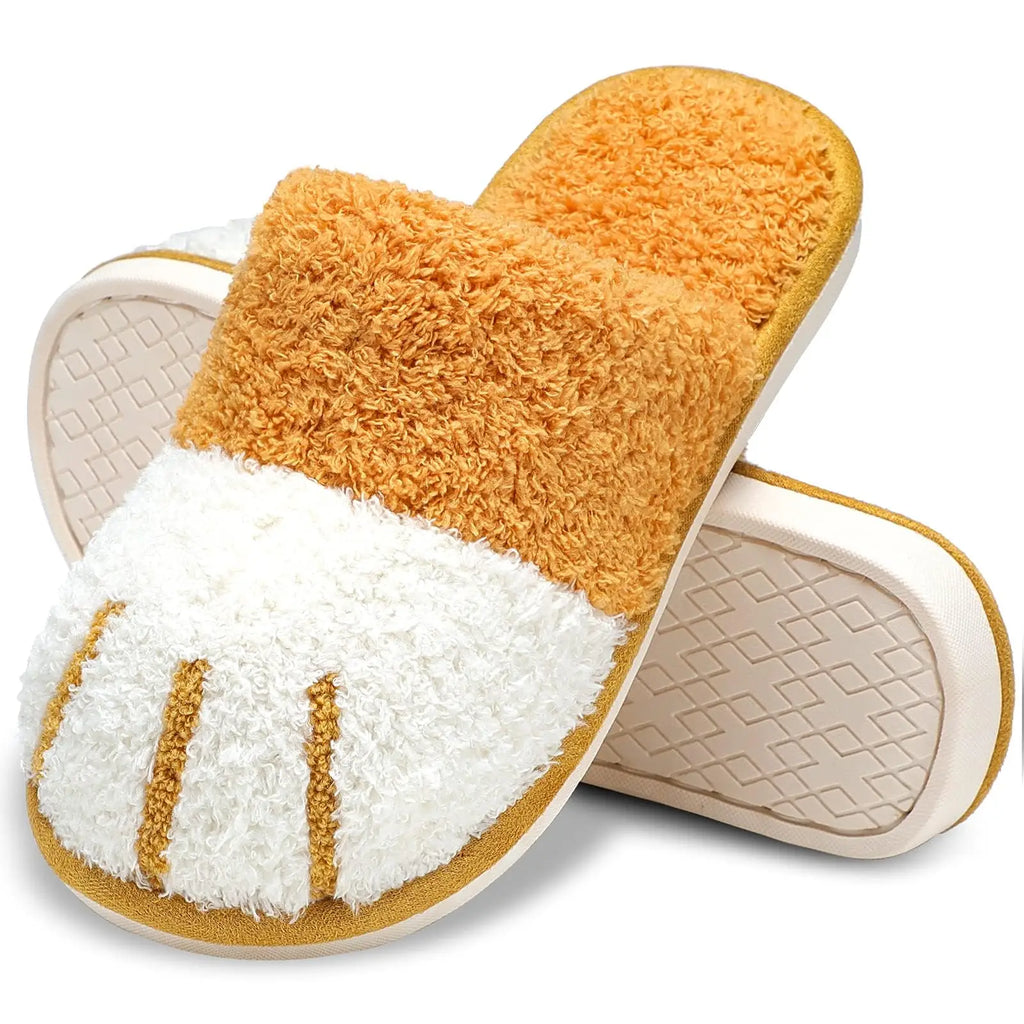 Crestar Women's Cat Paw Cozy Slippers Indoor Warm Gifts for Women Men with Memory Foam Trendy Cute Fuzzy Winter House Shoes