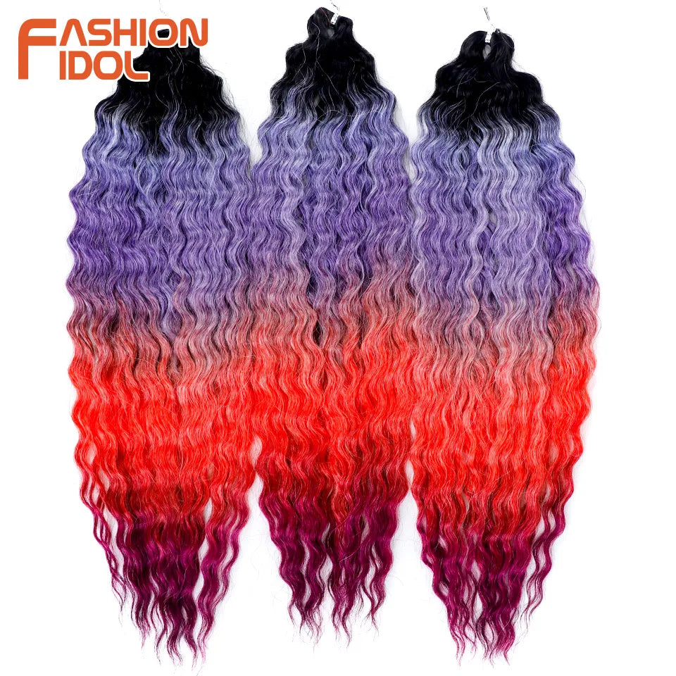 FASHION IDOL 24 Inch 300g Ariel Hair Synthetic Crochet Curly Hair Water Wave Braid Hair Ombre Blonde Braiding Hair Extensions