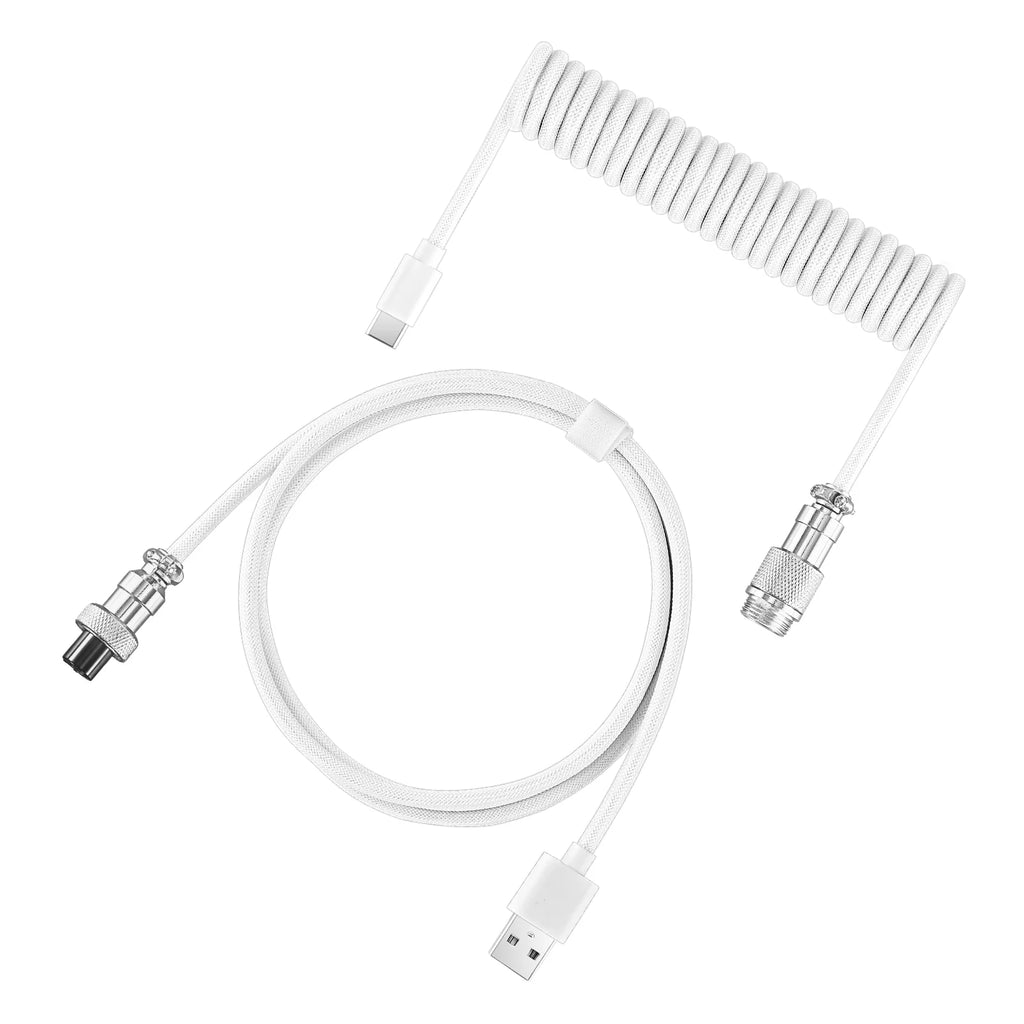 Metal USB A to TYPE C Braided Cable Mechanical Keyboard Coiled Cable USB Spring Wire Aviator Desktop Computer Aviation Connector