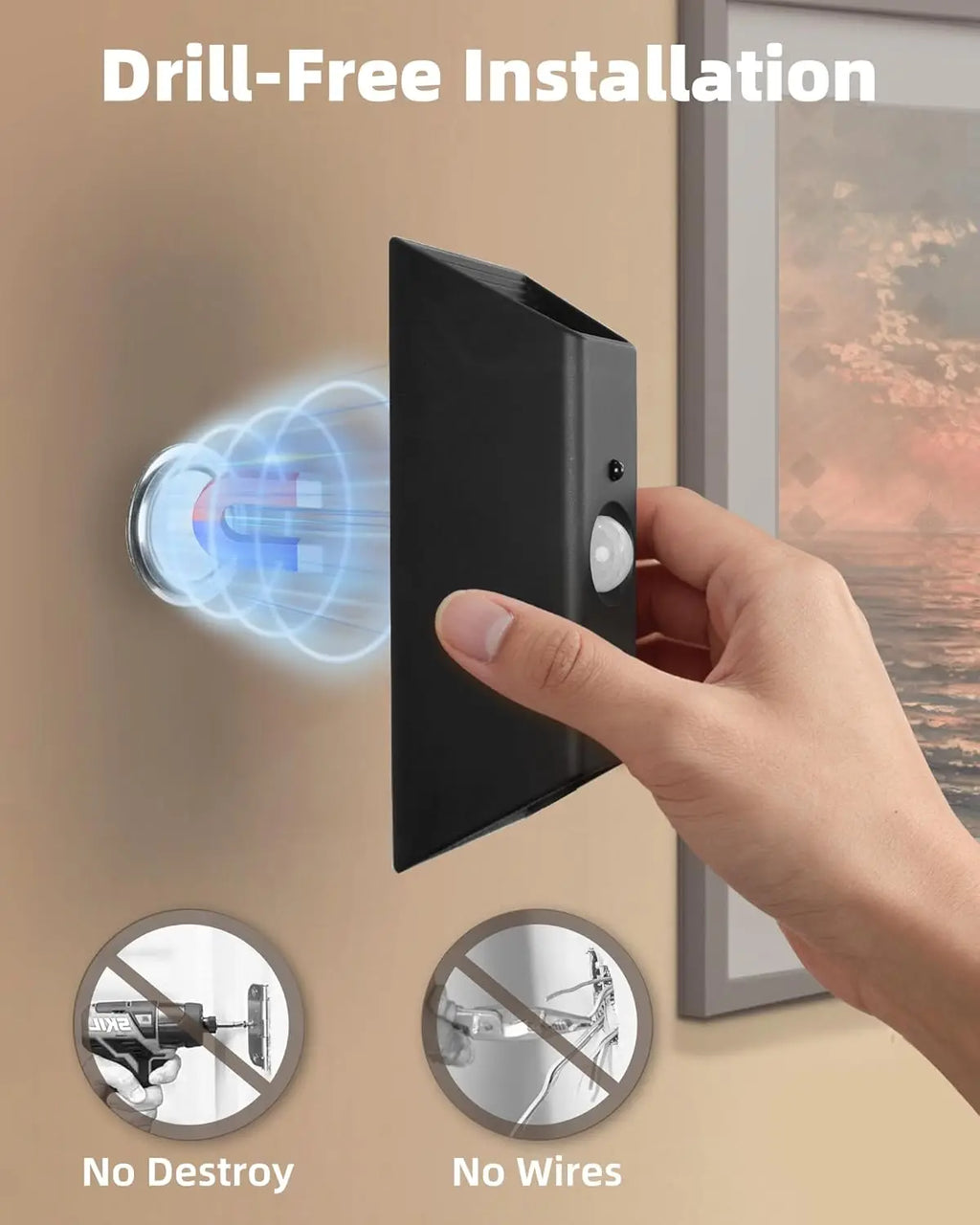 Led Night Light Sunset Lamp Wireless Wall Lamp with Motion Sensor Magnetic Rechargeable for Stair Cabinet Hallway Room Decor