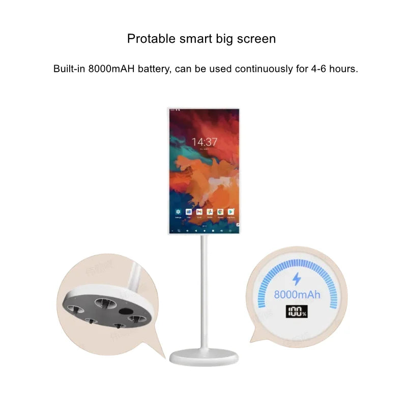 32 Inch Large 4k Capacitive Touch  Swivel Screen Floor Stand Android   Kiosk Universal Serial Bus