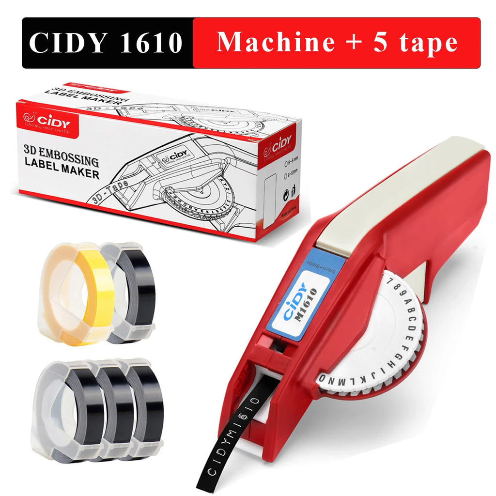 Original Motex E5500 E-505 Manual Label Maker e-5500 Suit For 6/9mm DYMO 3D Embossed Tape Can Replace 1610 12965 1880