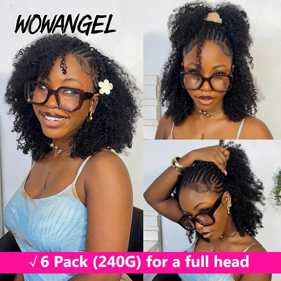 Afro Kinky Curly Crochet Braiding Human Hair Tight Curly Pre-Separated Knotless Feather Crochet Human Hair Extensions With Loop