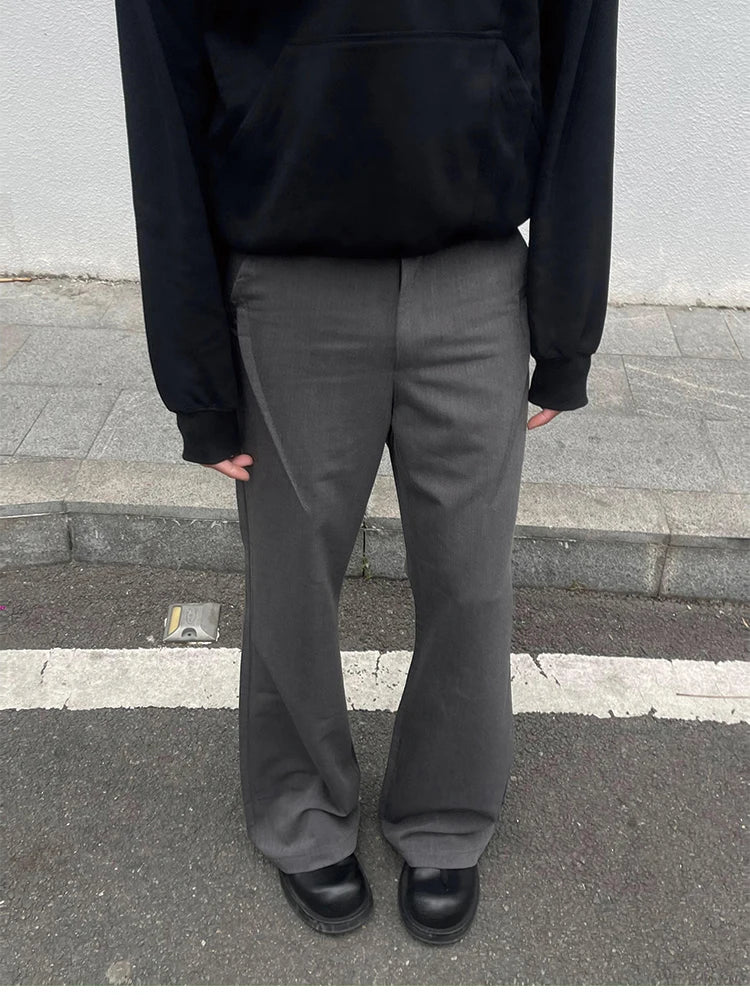 Mauroicardi Spring Autumn Long Black Soft Flare Pants for Mens with High Waist Korean Fashion Smart Casual Chic Trousers 2024