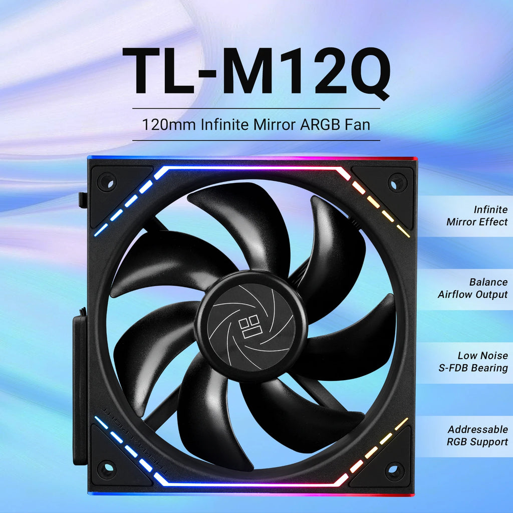 Thermalright TL-M12Q X3 120mm PC Case Cooling Fans, Daisy-Chain | 2000RPM | High Airflow | ARGB | Dual Infinity Mirrors Lighting