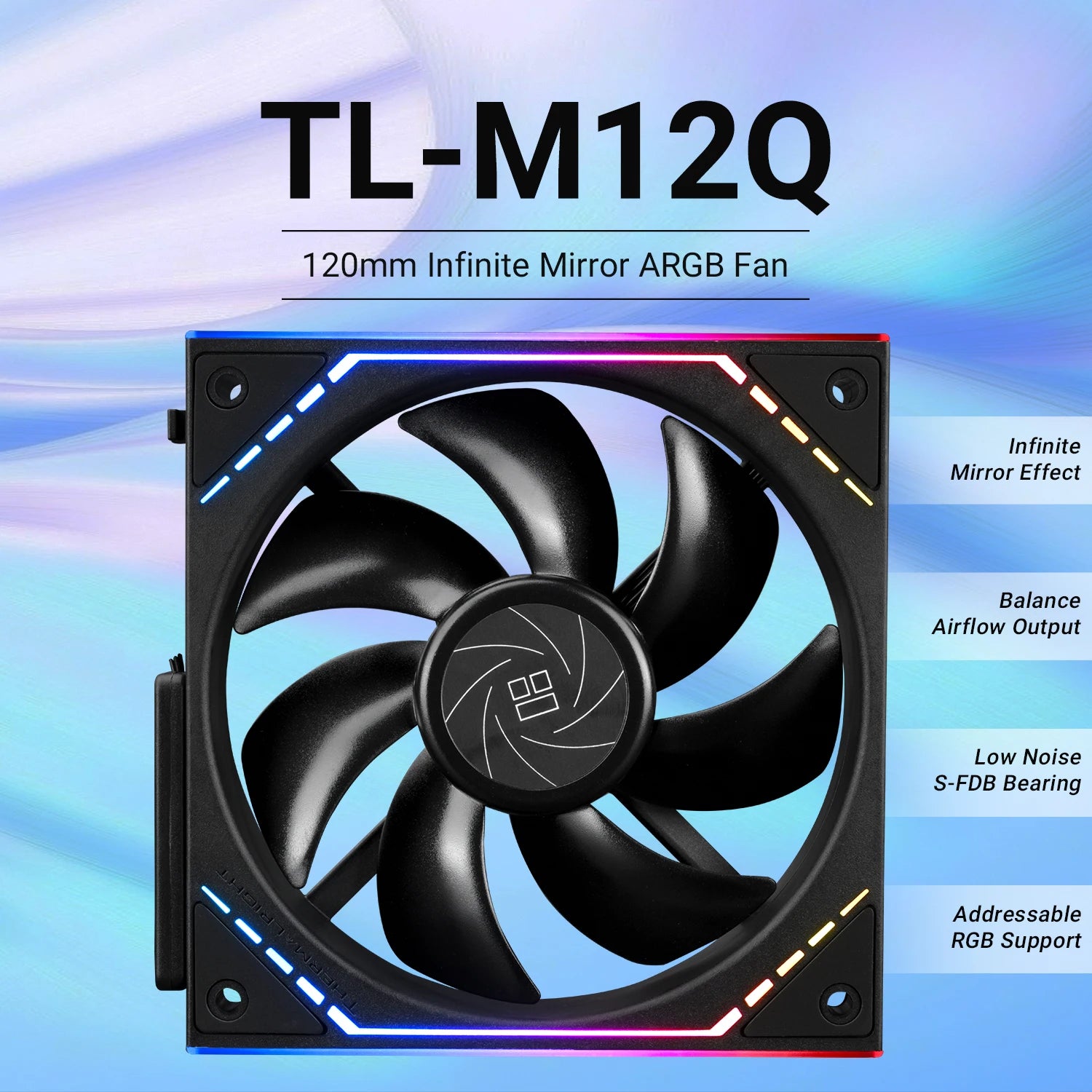 Thermalright TL-M12Q X3 120mm PC Case Cooling Fans, Daisy-Chain | 2000RPM | High Airflow | ARGB | Dual Infinity Mirrors Lighting