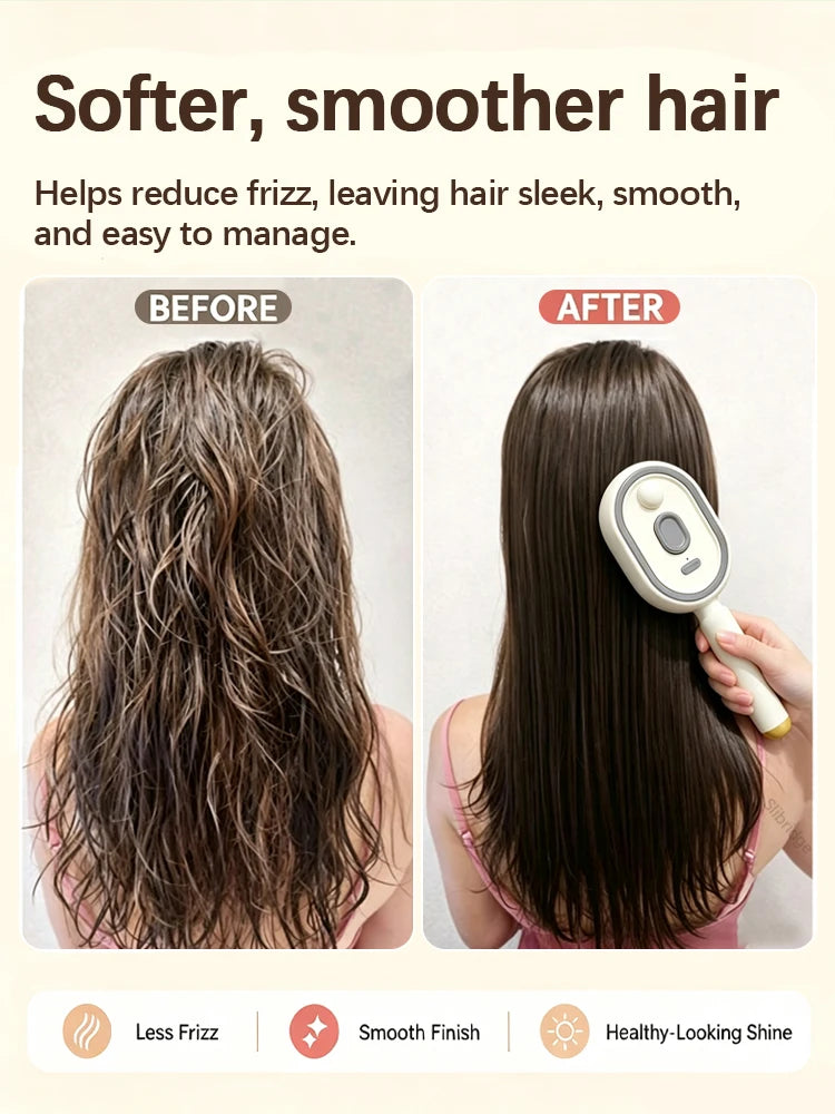 Electric Hair Brush for Anti-Frizz Detangling with Spray, Red Light Therapy & Retractable Teeth Scalp Massage,2026 Upgraded
