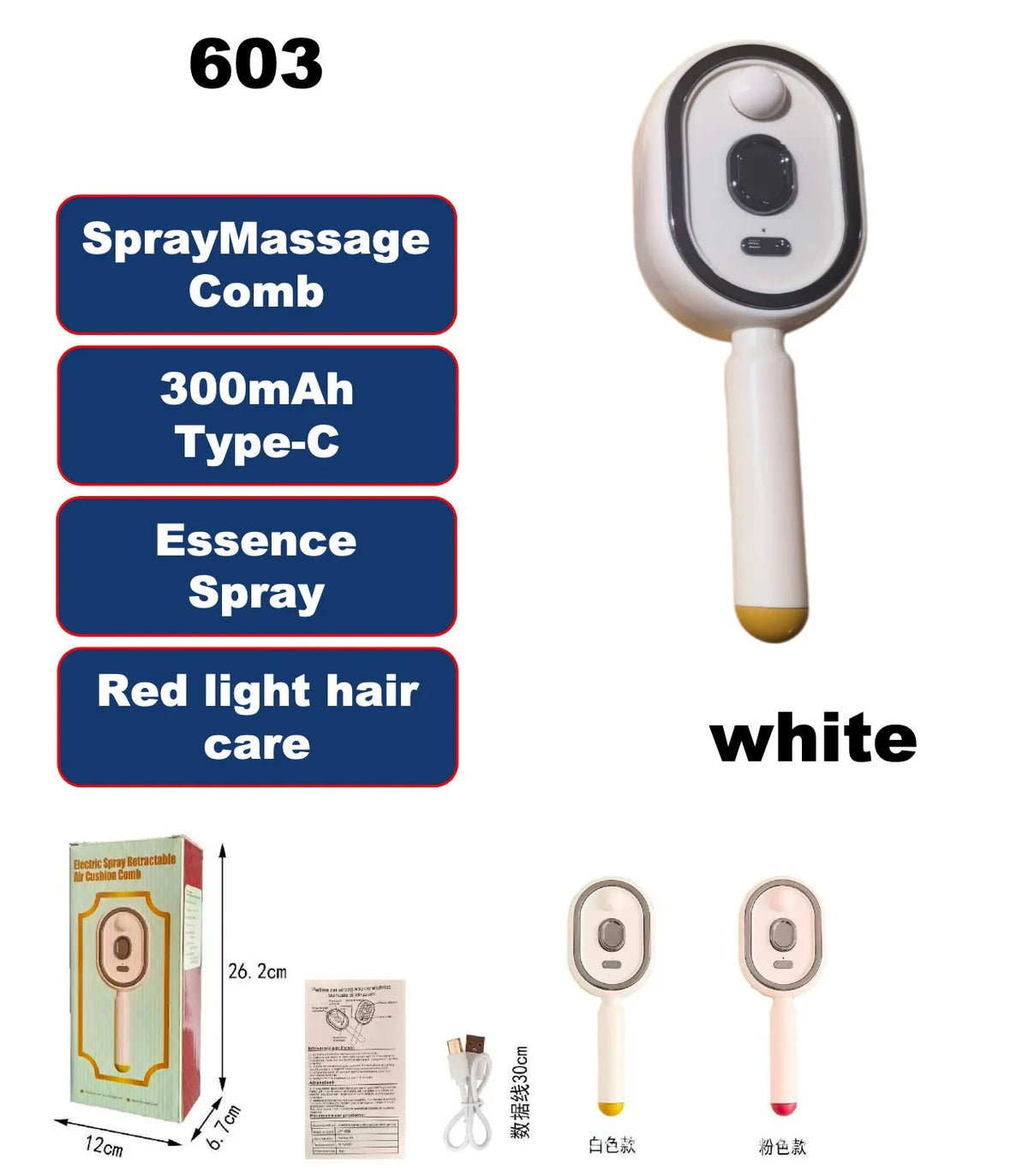 Electric Steam Brush with Water Spray Wet Electrics Hairbrush USB-C Charging for Detangling Smoothing Styling & Frizz Control