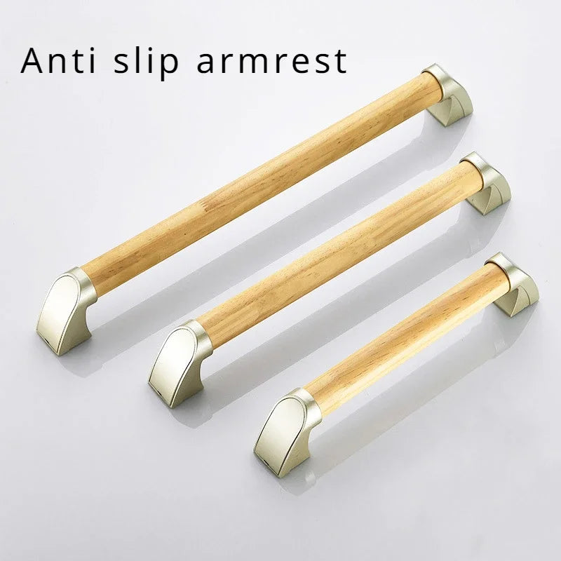 Household Bathroom Safety Armrests Bathroom Accessible Solid Wood Handle Elderly Disabled Toilet Non Slip One Word Handle