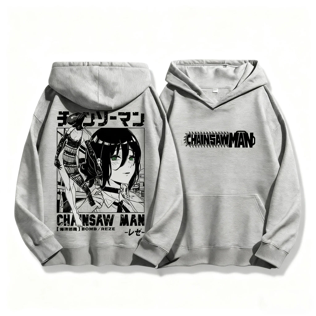 Autumn Winter Sweatshirt Chainsaw Man Reze Hooded Men Women Oversized Y2k Unisex Fleece Warm Pullovers Hip Hop Women Hoodie Top