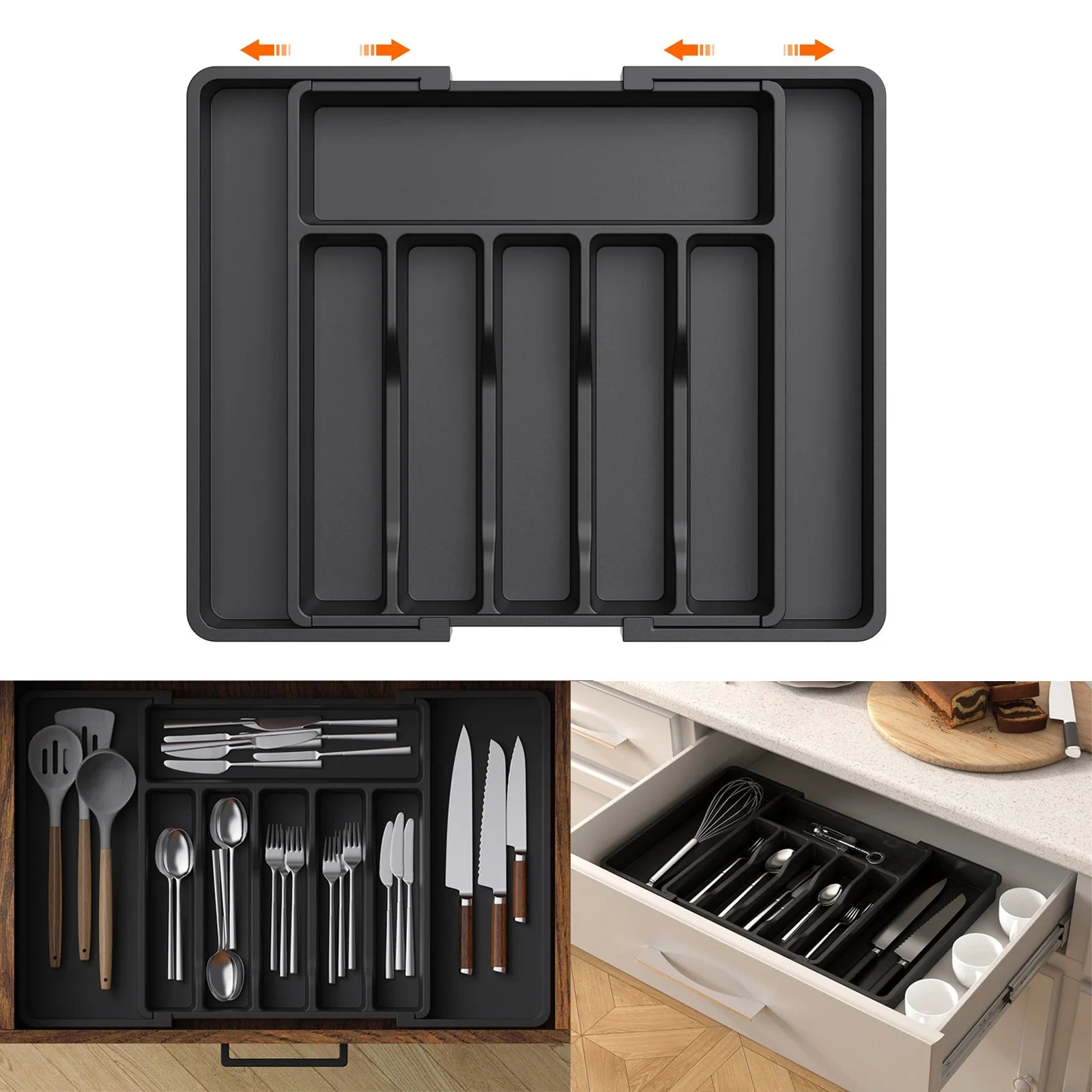 Silverware Expandable Kitchen Drawer Organizer Adjustable Utensil Cutlery Drawer Organizer for Forks Knives