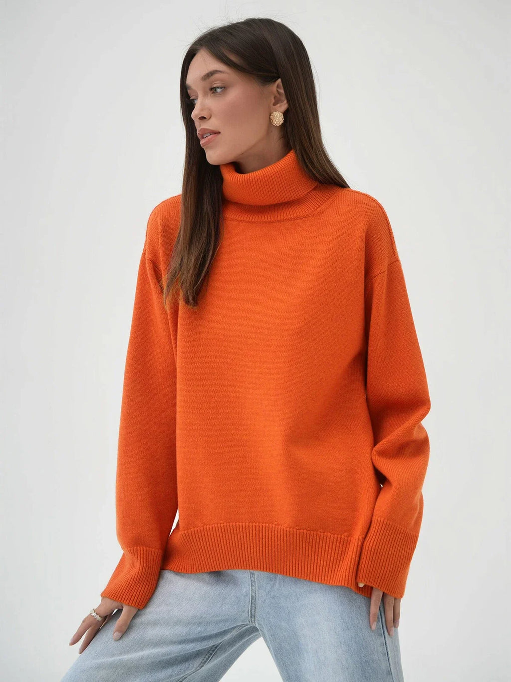 Bornladies Women Turtleneck Sweater CHIC Autumn Winter Thick Warm Pullover Top Oversized Casual Loose Knitted Jumper Female Pull