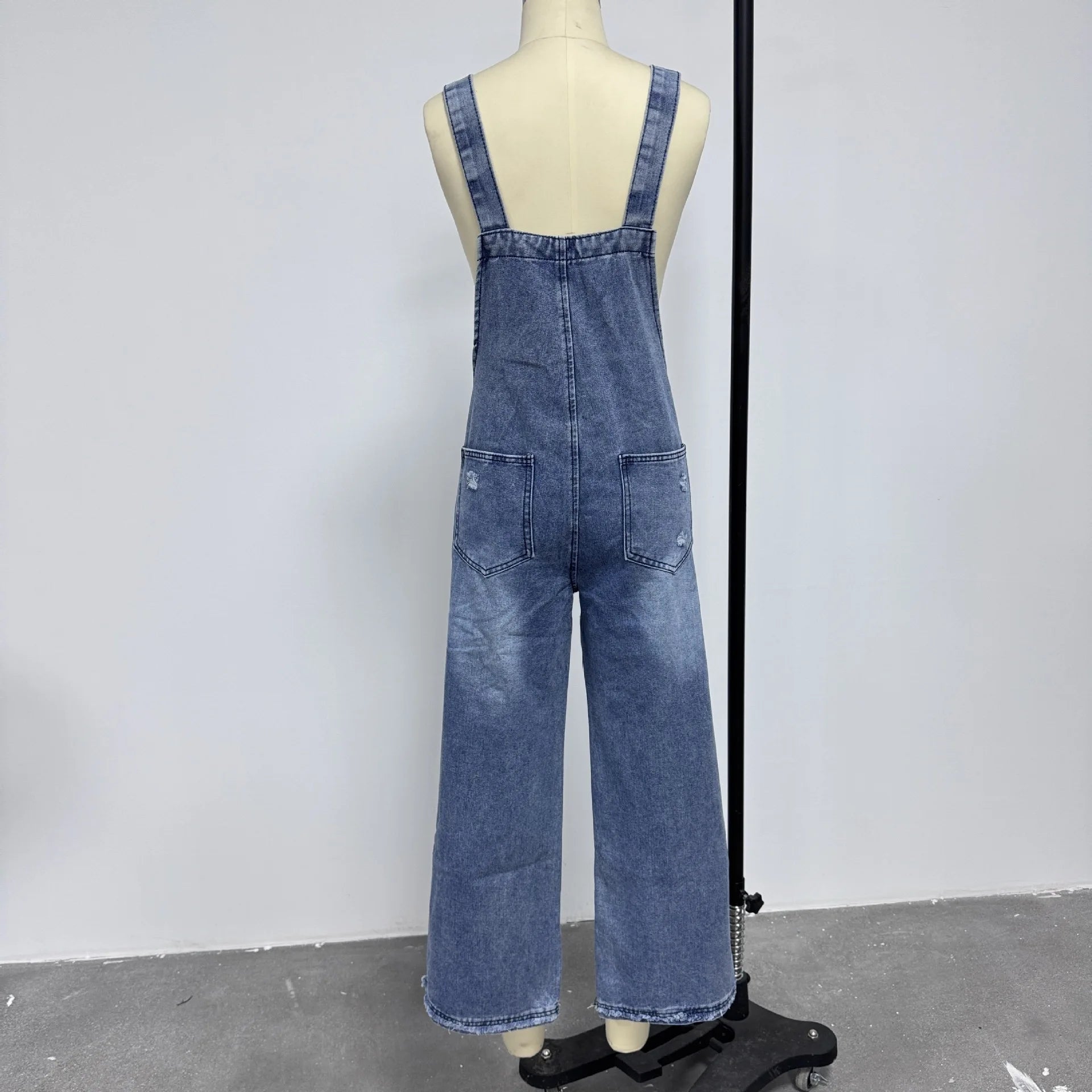 2026 Summer Women's Casual Loose Straps Jeans Vintage Hole Baggy Denim Pants Women Jumpsuit Harem Trousers with Pockets Overalls
