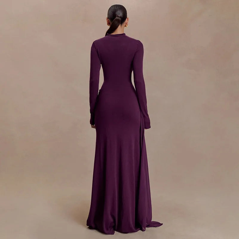 Nsauye Women Vintage Sexy New Fashion Night Club Evening Party Maxi Dress Long Sleeve 2025 Winter Holiday Elegant Bodycon Dress