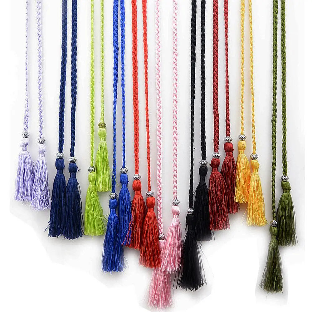160cm Thin Bow Tassle Dress Woven Rope Tassles Belts Waist Chain Braided Belts Waist Rope
