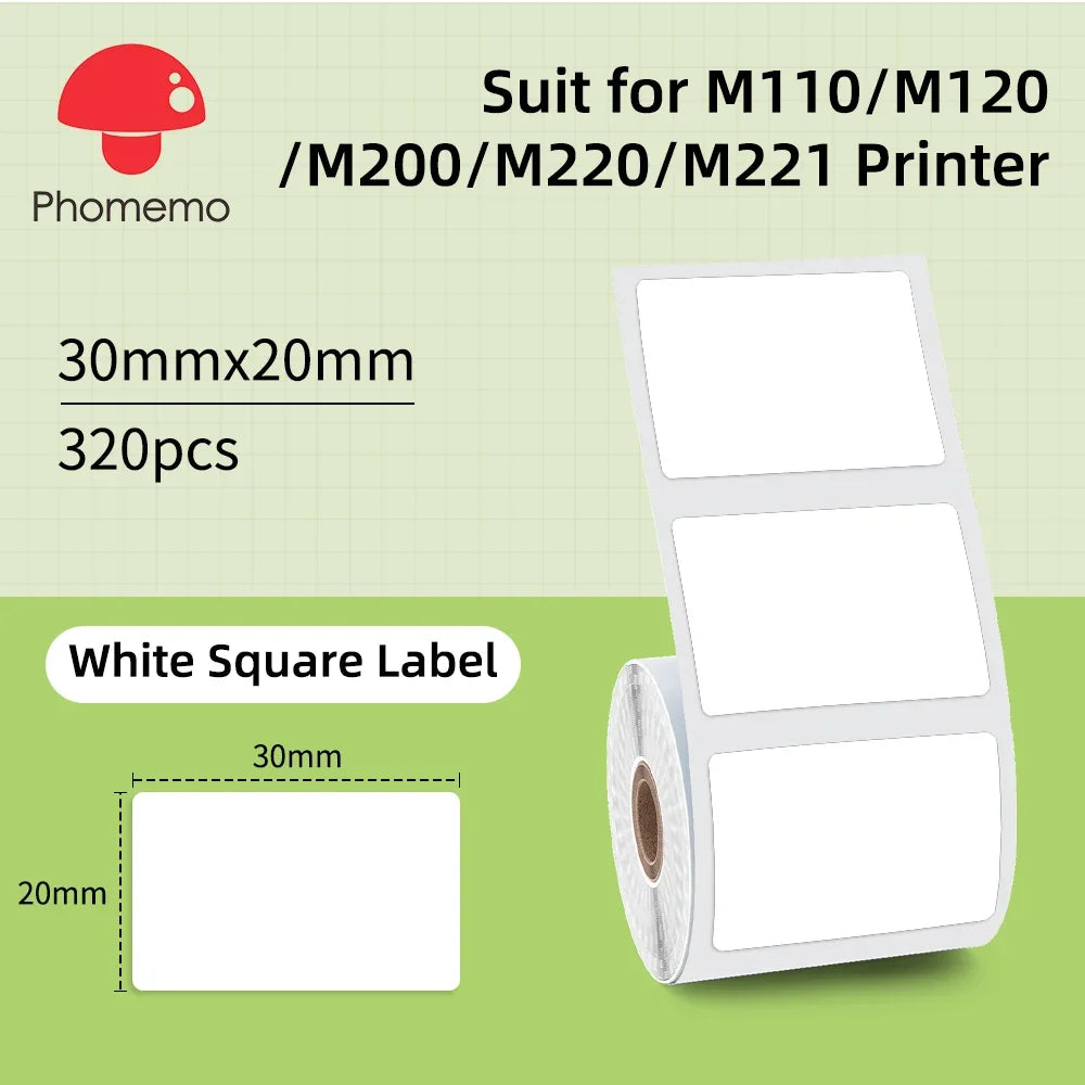 Label Sticker for Phomemo M110 M220 M221 M120 Mini Portable Printer 20-50mm Thermal Label Printer Stickers Pocket Labeling Maker