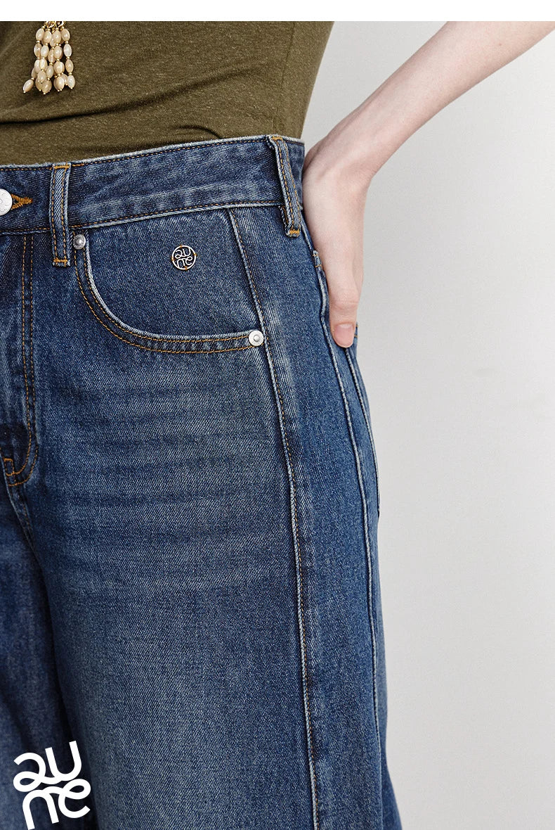 TOYOUTH Women Denim Jeans 2026 Summer New High Waist Curved Knife Pants