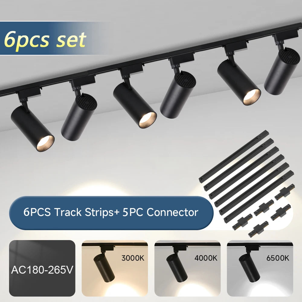 Bright Track Spotlight AC180-265V COB Ceiling Lighting Indor for Living Room Store Track Lights Set Rail Decor Led Track Lamp