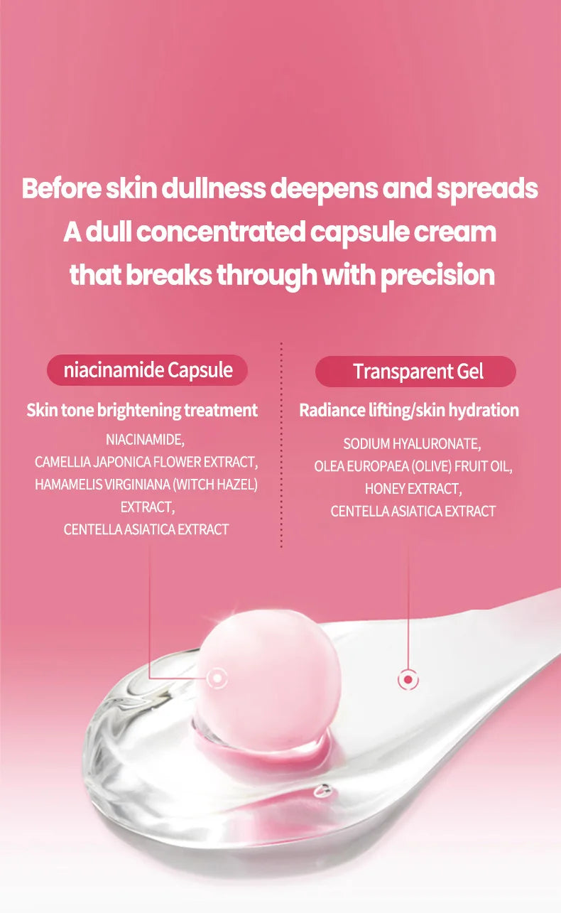 Niacinamide Collagen PDRN Face Cream - Korean Pink Capsule Moisturizer, Non Greasy & Brightening for Uneven Skin Tone