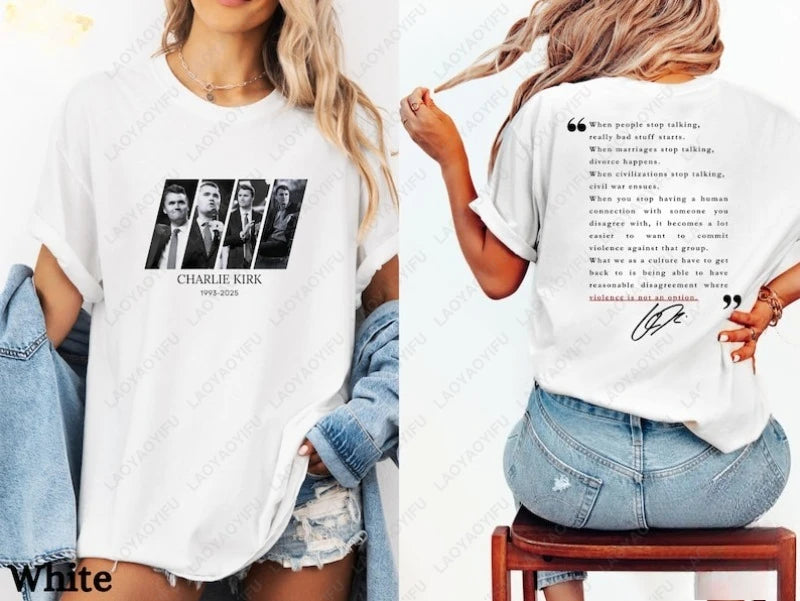 Quotes of Charlie Kirk Shirt Pray for Charlie Kirk T-Shirt 2025 Freedom Graphic Printing Tees Unisex Cotton Short-sleeve Tops