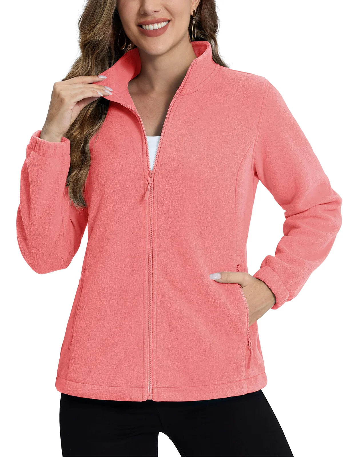 TACVASEN Women's Winter Fleece Jacket Lightweight Full Zip Sweatshirts Coat Casual Zipper Soft Warm Sweaters Outwear Female