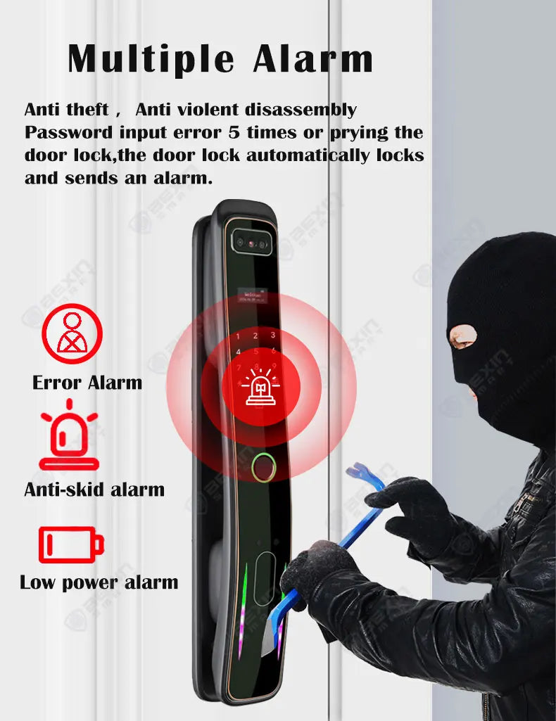 WISHome APP or Tuya App 3D Face Recognition smart Door Lock Unlock Digital Smart Lock Fingerprint Key Card Nfc Phone Unlock Lock