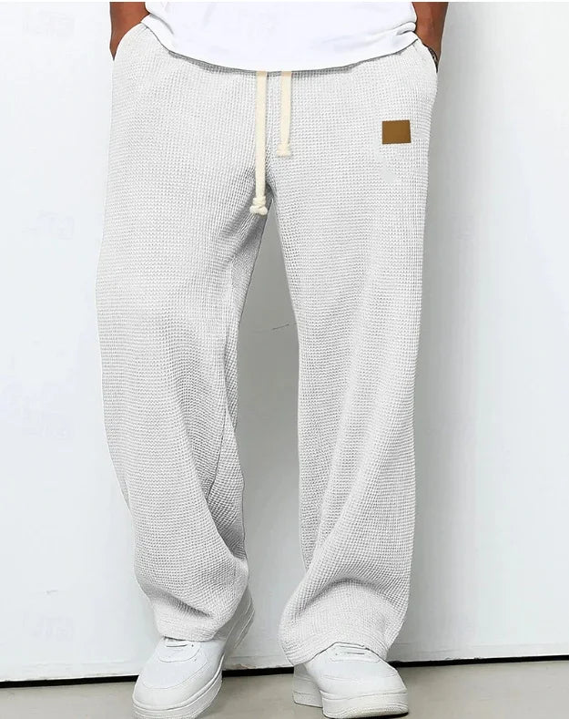 Waffle Straight Leg Pants Men's Summer New Style Wide Leg Pants Men's Youth Summer Casual Pants