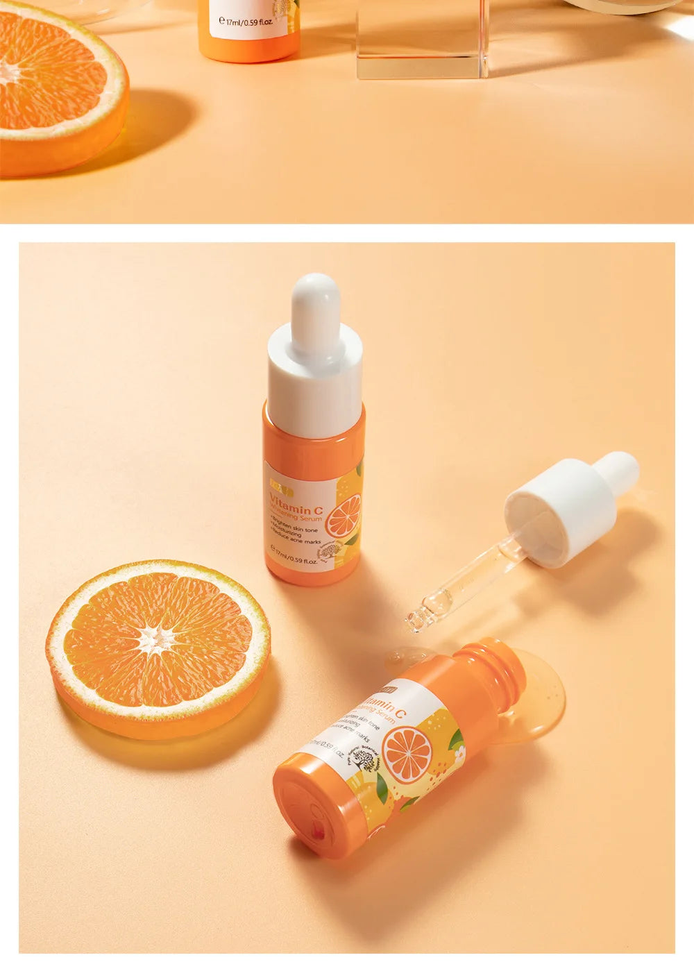17ml Vitamin C Serum Moisturizing Nourish Skin VC Hyaluronic Acid Face Essence Shrink Pore Face Serum Skin Care Products