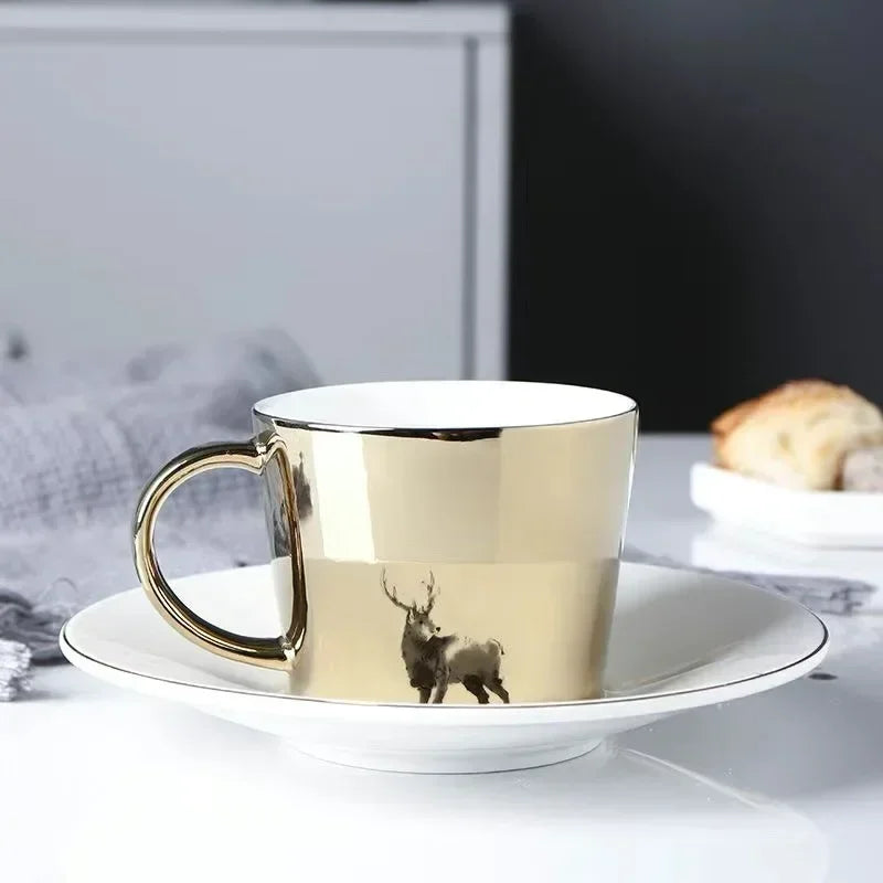 New Dynamic Mirror Reflection Cup Mug 250~300ml Home Drinkware Creative Ceramic Anamorphic Cup Coffee Tea Set Interesting Gift