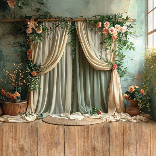 Interior Arch Boho Floral Photography Background Adult Birthday Wedding Maternity Portrait Decor Backdrop Photo Studio Supplies