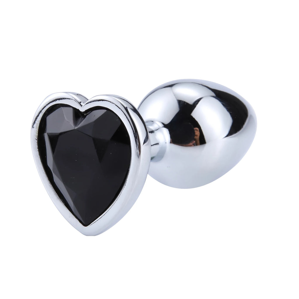Luxury Heart Gem Metal Anal Plug Training Set Stainless Steel Butt Plug Kit for Beginners Men Women Couples Erotic Bedroom Game