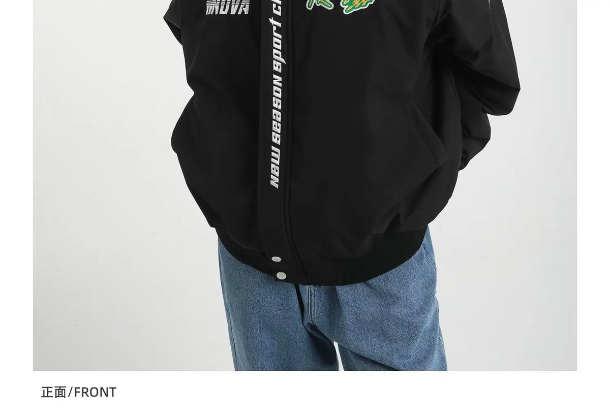 Motorcyclist Man Racer Baseball Uniform Racing Bike Embroidery Windbreaker Coat Spring Autumn Flight Stand-up Men Women  Jacket
