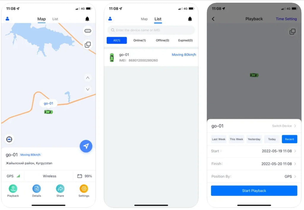 4G GPS Tracker Real-Time Car Locator Overtaking Alarm Route Playback Subscription Required