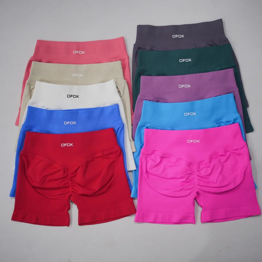 DFDK 2026 New Women Scrunch Butt Yoga Shorts High Waist Hip Lifting Push Up Squat Proof Sports Shorts Gym Workout Running Fitnes