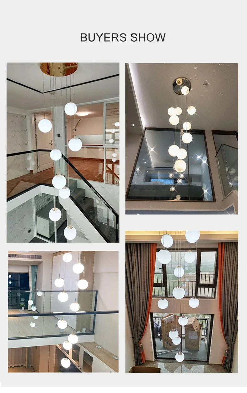 Stairs 2026 Modern Nordic LED Glass Chandelier Loft Duplex Living Room Lamp Hotel Lobby Long Chandelier Home Decorative Lighting