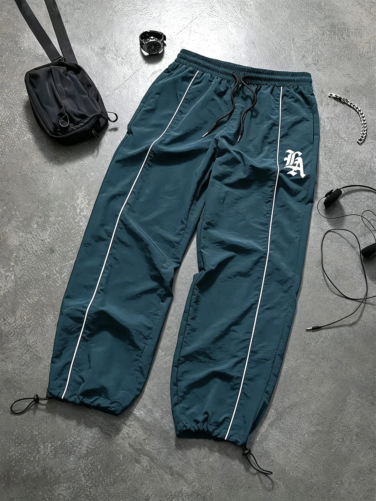 Y2K Wide Leg Color Block Baggy Parachute Pants Hip Hop Track Trousers for Men Streetwear Casual Loose Fit Trousers