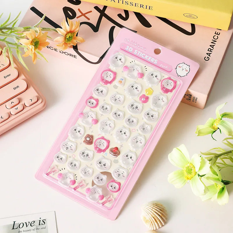 Chiikawa 3D Cute Crystal Stickers Usagi Phone Case Decoration Nail DIY Decorative Stickers for Notebook Laptop Waterproof