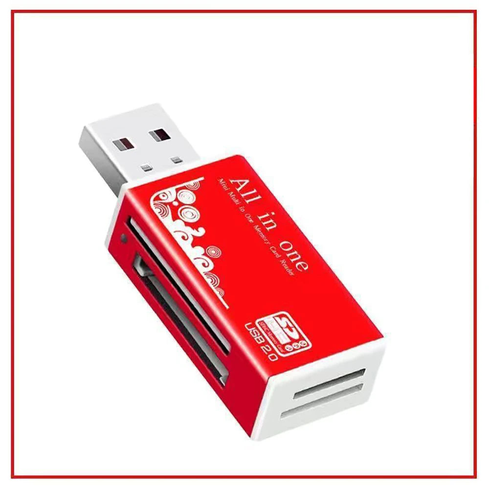 Alloy Card Reader 4 Ports USB2.0 Micro SD TF M2 MS Pro Duo MMC SDHC DV Phone Camera Memory Card Adapter with LED Indicator
