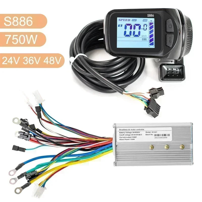 Electric Bike Brushless Controller 25A 35A with LCD Display Electric Bicycle Scooter E-bike Accessories Parts 36V 48V 750W 500W