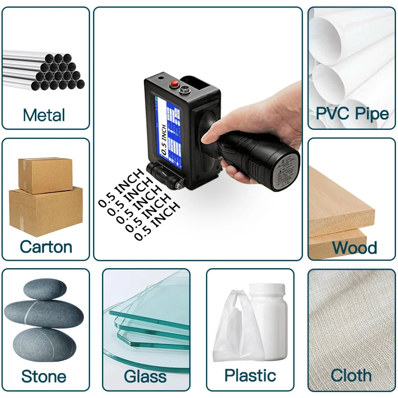 Phezer P15 12.7/25.4mm Handheld Inkjet Printer 28 Languages QR Code Barcode Batch Code Date Marking Expiration Date Coder
