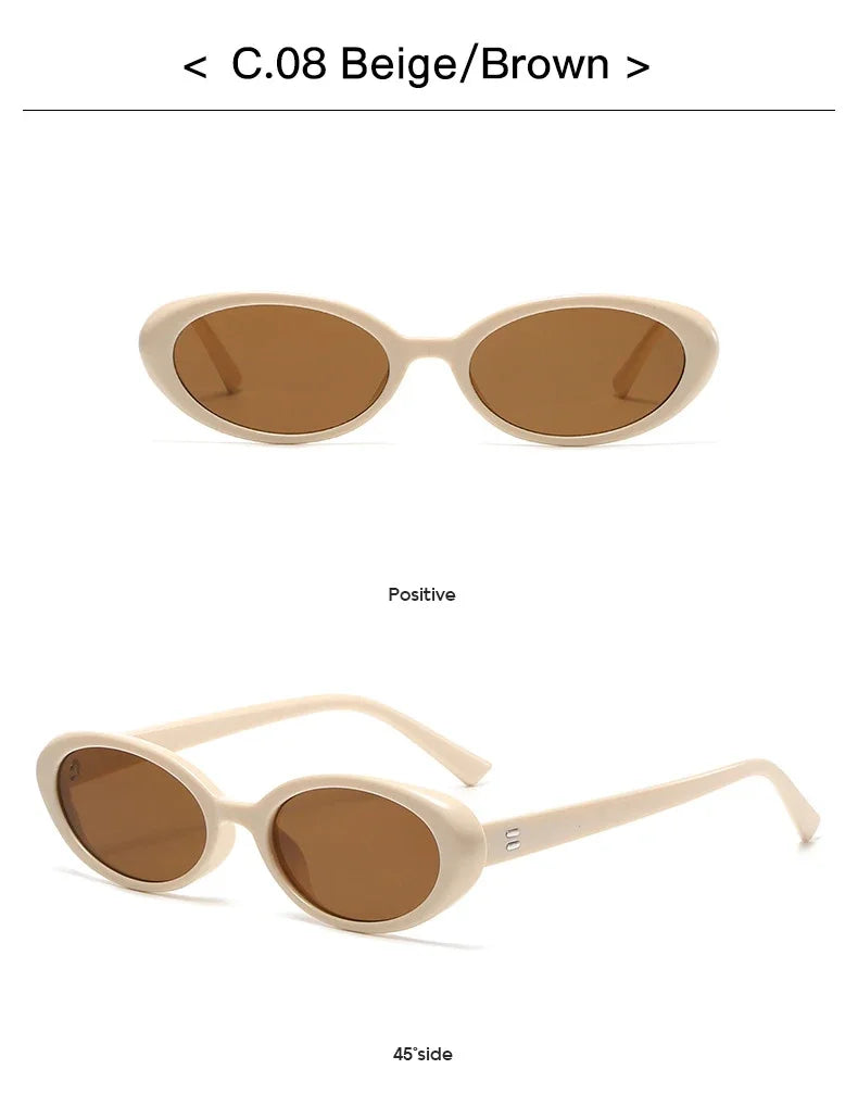 Vintage Oval Sunglasses Women Luxury Brand Designer Small Oval Sun Glasses Retro Men Rivets Sun Glasses Oculus