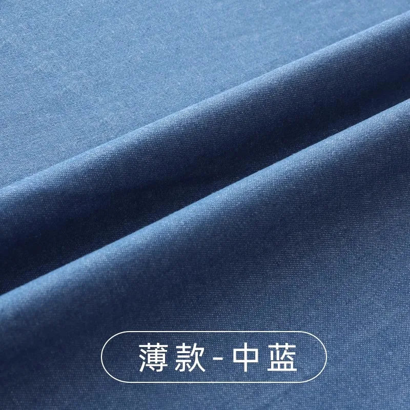 Washed Denim Fabric By The Meter for Sewing Jeans Shirts Clothing Polyester Cotton Diy Thin Thickend Micro Stretch Plain Summer