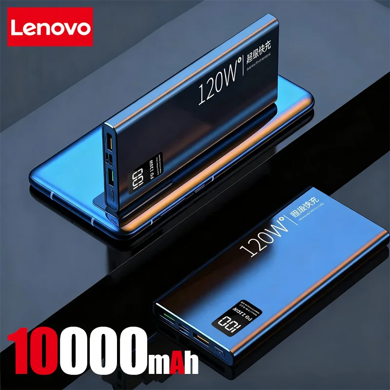 Lenovo 50000mAh 120w Fast Charging  External Battery High Capacity Power Bank Portable Digital Display Charger For Xiaomi