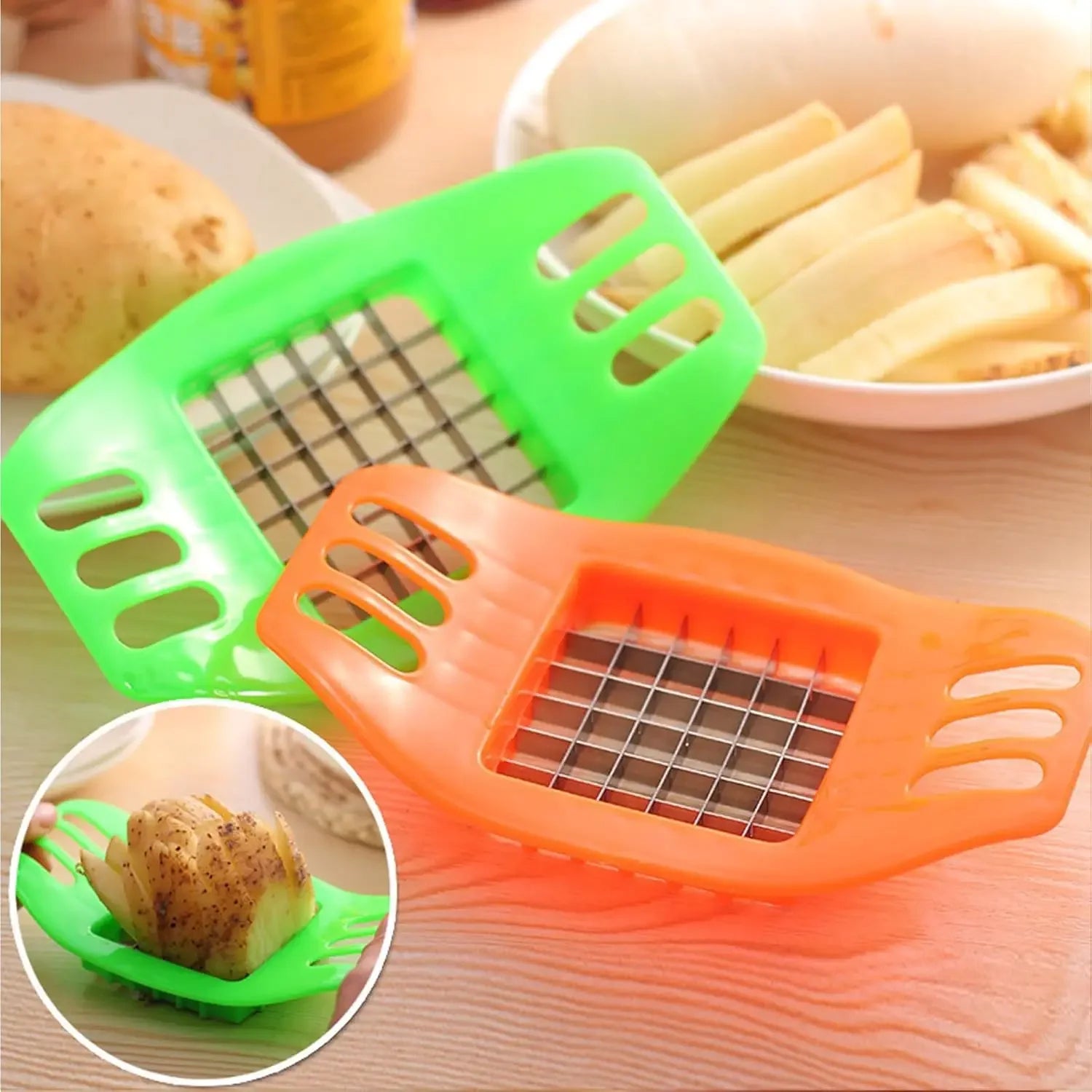 Multifunctional Potato Slicer Cutter Chopper, French Fries Maker Vegetable Fruit Cutting Tool Home Kitchen Gadgets Accessories