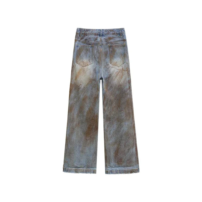 Vintage Washed Baggy Jeans Women Y2K Harajuku Streetwear Loose Wide Leg Denim Pants High Waist Retro Distressed Jeans Outfit y2k
