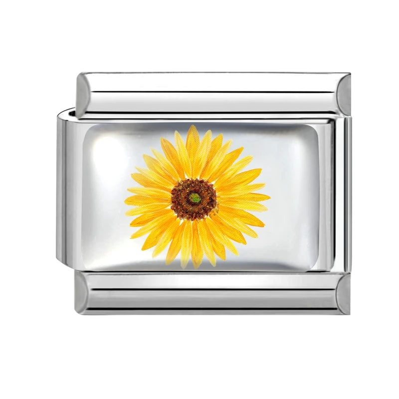 2025 Women's Fashion Colorful Flowers Sunflower Tulip Orchid Daisy Italian Charms Fit 9mm Stainless Steel Bracelet DIY Jewelry
