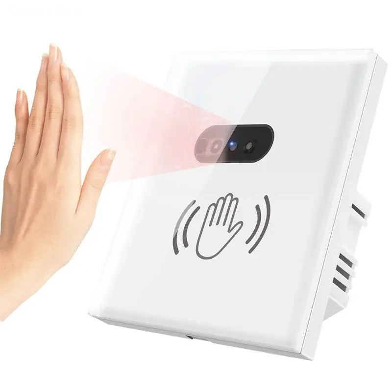 EU US Smart Wall Light Switch Hand Sweep Sensor Infrared Sensor Switch Glass Display Panel Neutral Wire10A No Touch Needed ﻿